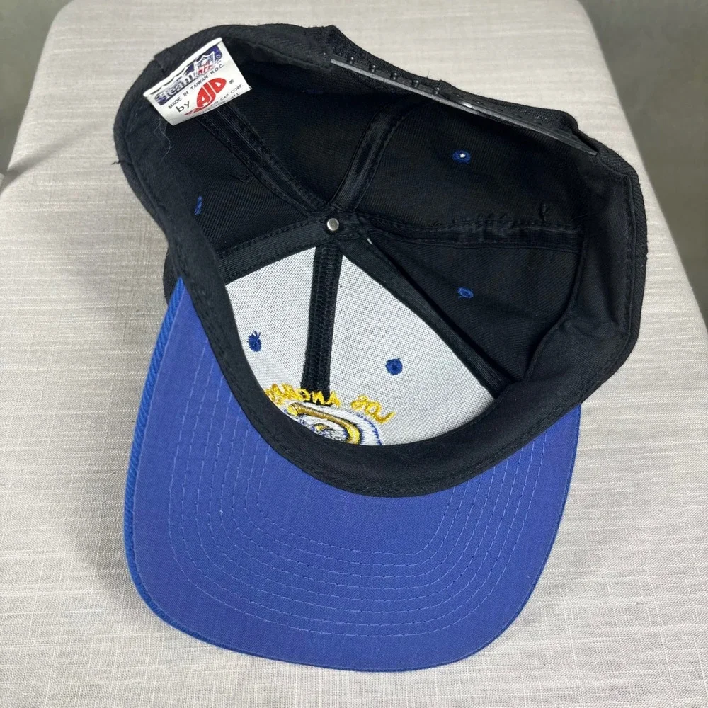 Vintage Los Angeles Rams AJD Snapback Hat Black Blue Team NFL Cap One Size